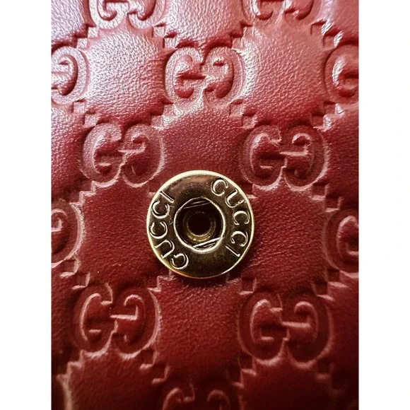 Auth Gucci Wallet Micro Guccissima Continental Flap Leather Wallet 449396 Red - Picture 7 of 16